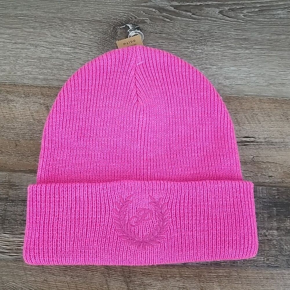 Victorias Secret PINK ribbed Beanie Hat BRAND NEW ONE SIZE Neon Pink